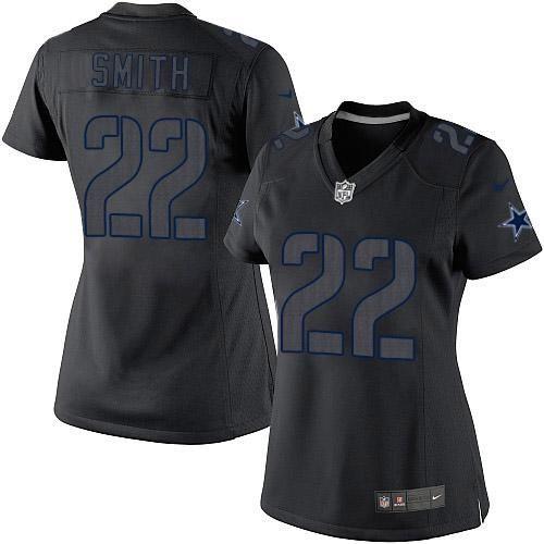 Cowboys #22 Emmitt Smith Black Impact Women's Stitched Limited Jersey
