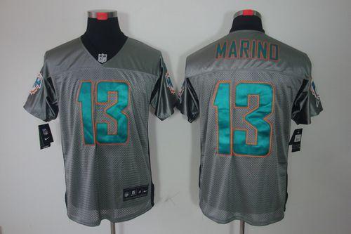 Dolphins #13 Dan Marino Grey Shadow Men's Stitched Elite Jersey