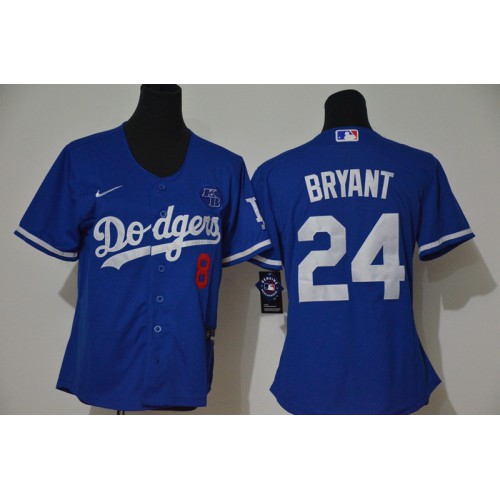 Los Angeles Los Angeles Dodgers #8 #24 Kobe Bryant Women Blue Cool Base 2020 KB Patch Jersey Womens