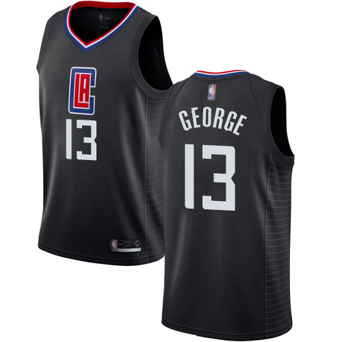 Los Angeles Clippers #13 Paul George Black Swingman Statement Edition Jersey Mens