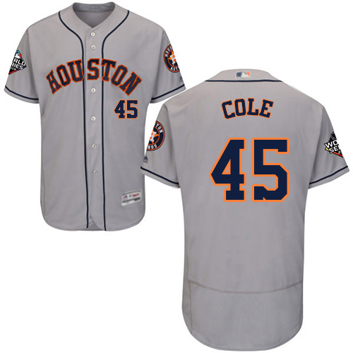 Houston Astros #45 Gerrit Cole Grey Flexbase Authentic Collection 2019 World Series Bound Stitched Jersey Men's