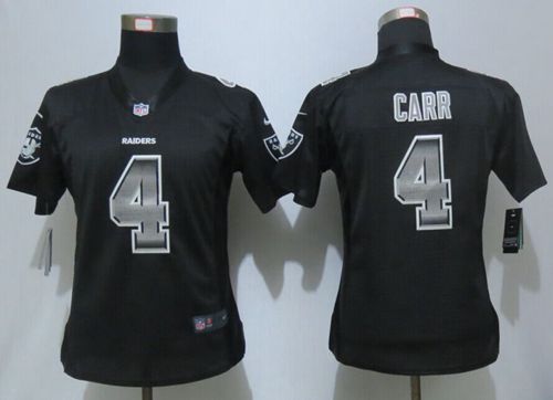 Raiders #4 Derek Carr Black Team Color Women's Stitched Elite Strobe Jersey