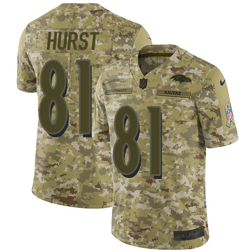 Baltimore Ravens #81 Hayden Hurst Camo Youth Stitched Limited 2018 Salute to Service Jersey Youth