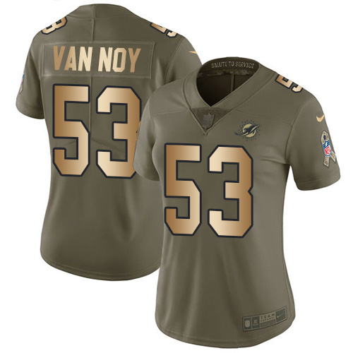 Miami Dolphins #53 Kyle Van Noy Olive/Gold Women's Stitched Limited 2017 Salute To Service Jersey Womens
