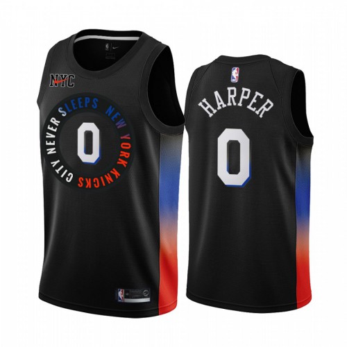 New York Knicks #0 Jared Harper Black Swingman 2020-21 City Edition Jersey Mens