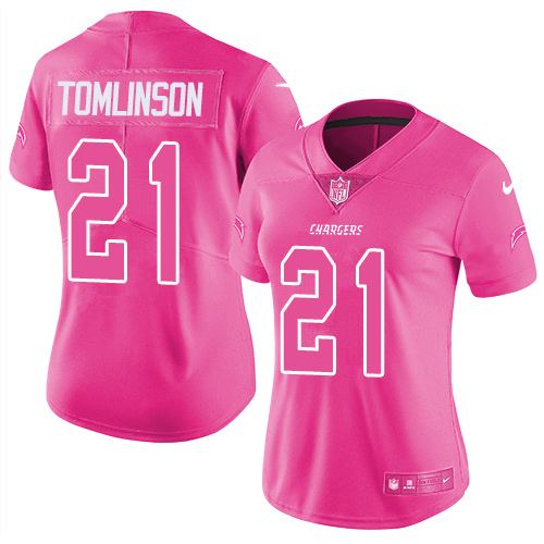 Chargers #21 LaDainian Tomlinson Pink Women's Stitched Limited Rush Fashion Jersey