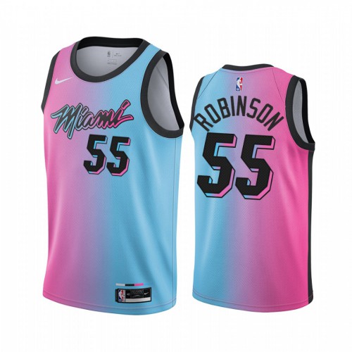 Miami Heat #55 Duncan Robinson Blue Pink Womens Swingman 2020-21 City Edition Jersey Womens