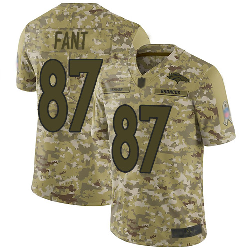 Denver Broncos #87 Noah Fant Camo Men's Stitched Limited 2018 Salute To Service Jersey Men's