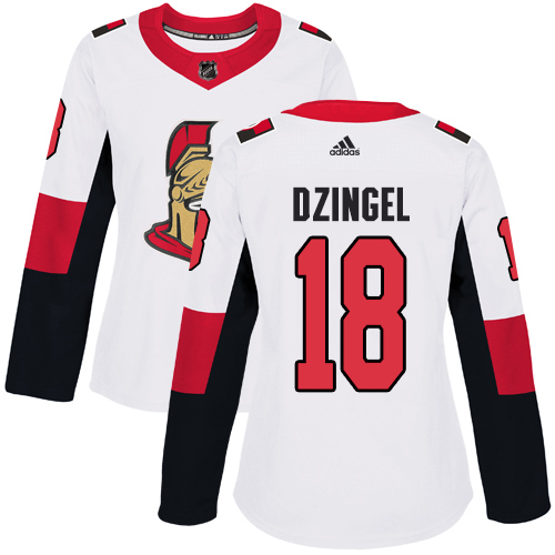 Adidas Ottawa Senators #18 Ryan Dzingel White Road Authentic Women's Stitched Jersey Womens