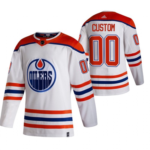 Edmonton Oilers Custom White Men's Adidas 2020-21 Reverse Retro Alternate Jersey