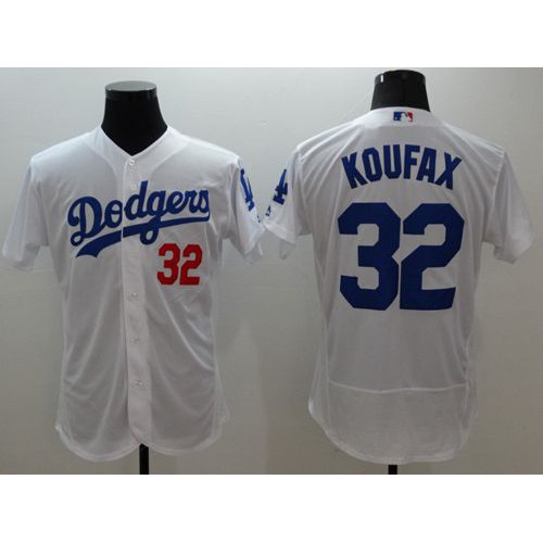 Los Angeles Dodgers #32 Sandy Koufax White Flexbase Authentic Collection Stitched Jersey Men's