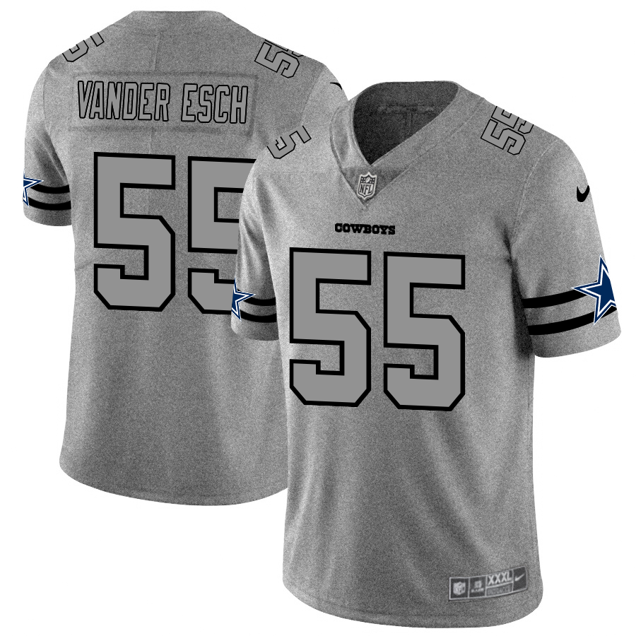 Dallas Cowboys #55 Leighton Vander Esch Men's Gray Gridiron II Vapor Untouchable Limited Jersey