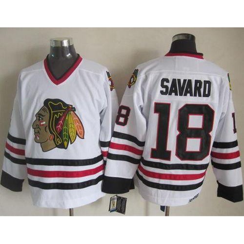 Chicago Blackhawks #18 Denis Savard White CCM Throwback Stitched Jersey Men's