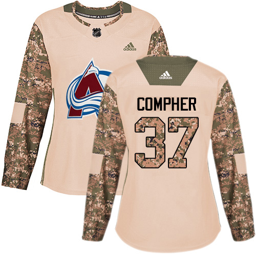 Adidas Colorado Avalanche #37 J.T. Compher Camo Women's Authentic 2017 Veterans Day Stitched Jersey Womens