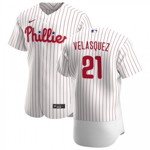 Philadelphia Philadelphia Phillies #21 Vince Velasquez Men's White Home 2020 Authentic Player Jersey Men's