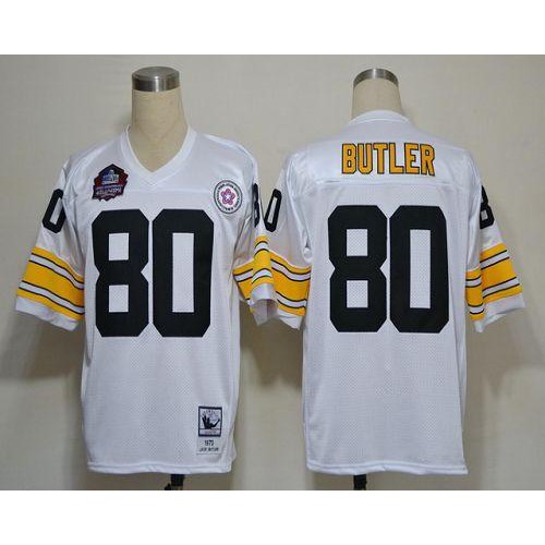 Mitchell And Ness Pittsburgh Steelers #80 Jack Butler White Stitched Jersey Men's