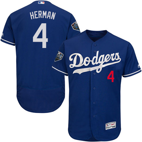 Los Angeles Dodgers #4 Babe Herman Blue Flexbase Authentic Collection 2018 World Series Stitched Jersey Men's