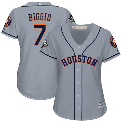 Houston Astros #7 Craig Biggio Grey Road 2019 World Series Bound Women's Stitched Jersey Womens