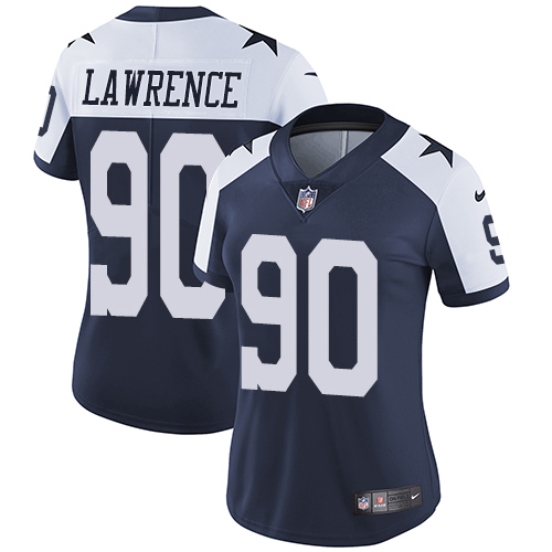 Cowboys #90 Demarcus Lawrence Navy Blue Thanksgiving Women's Stitched Vapor Untouchable Limited Throwback Jersey