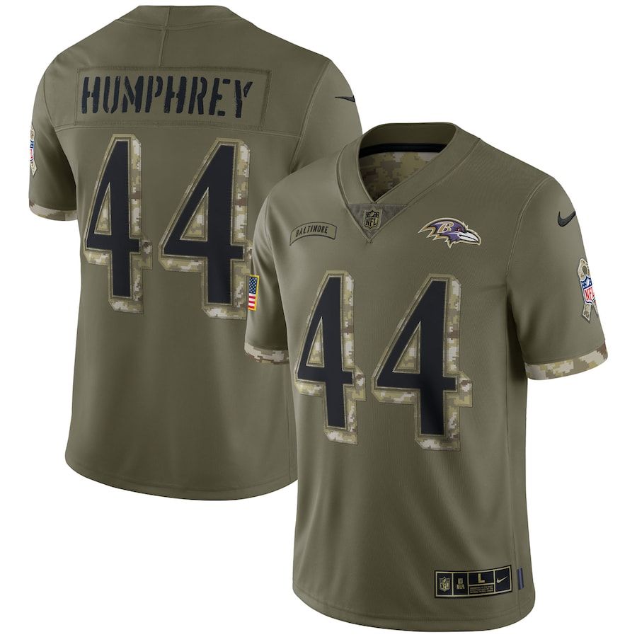 Baltimore Ravens #44 Marlon Humphrey Men's 2022 Salute To Service Limited Jersey - Olive