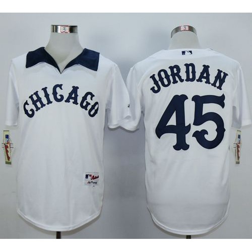 Chicago White Sox #45 Michael Jordan White 1976 Turn Back The Clock Stitched Jersey Men's