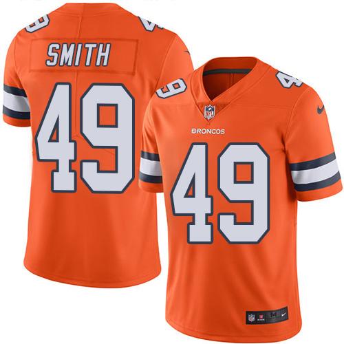 Denver Broncos #49 Dennis Smith Orange Men's Stitched Limited Rush Jersey Men's