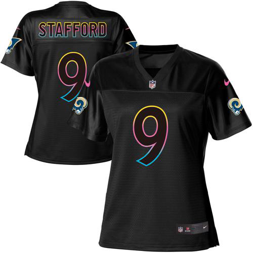 Los Angeles Rams #9 Matthew Stafford Black Women's Fashion Game Jersey