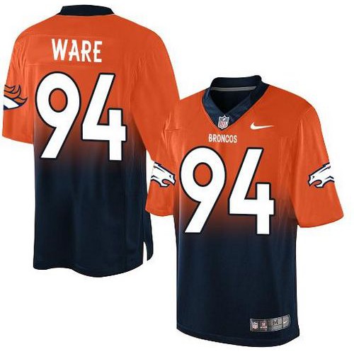 Denver Broncos #94 DeMarcus Ware Orange/Navy Blue Men's Stitched Elite Fadeaway Fashion Jersey Men's