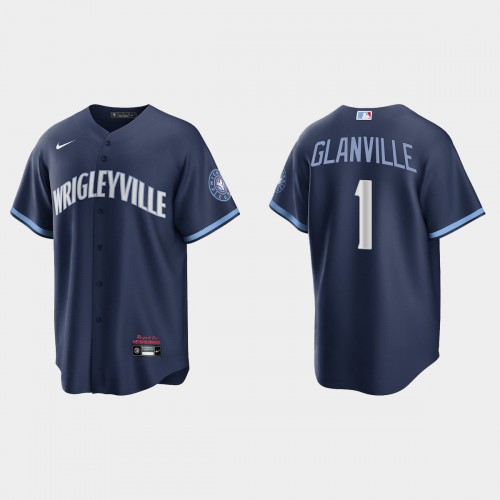 Chicago Chicago Cubs #1 Doug Glanville Men's 2021 City Connect Fans Version Navy Jersey Men's