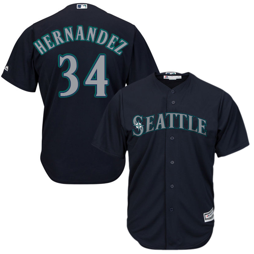 Seattle Mariners #34 Felix Hernandez Navy Blue Alternate Women's Stitched Jersey Womens