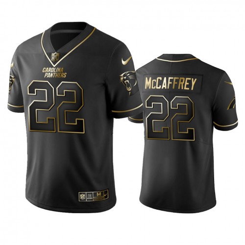 Carolina Panthers #22 Christian Mccaffrey Men's Stitched Vapor Untouchable Limited Black Golden Jersey Men's
