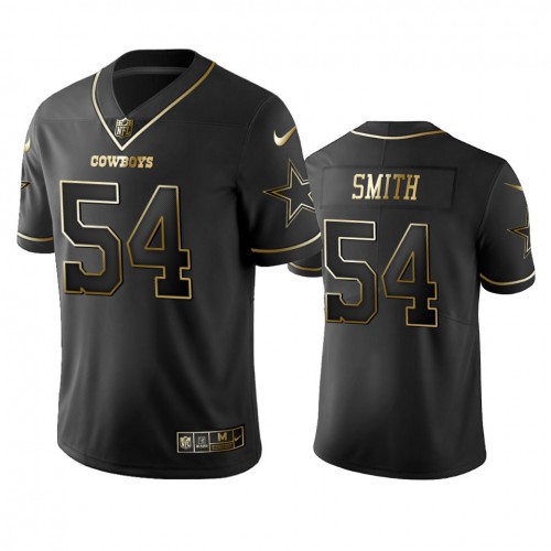 Dallas Cowboys #54 Jaylon Smith Black Golden Limited Edition Stitched Jersey Men's