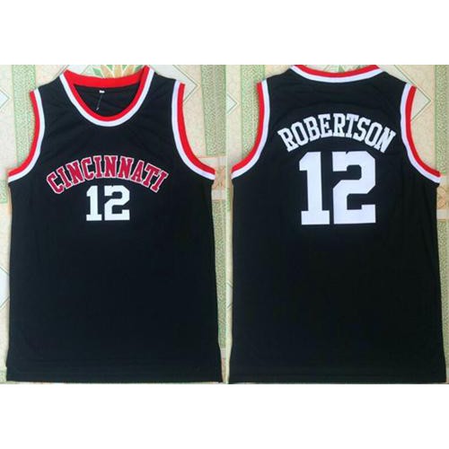 Milwaukee Bucks #12 Oscar Robertson Black Cincinnati Bearcats College Stitched Jersey Mens