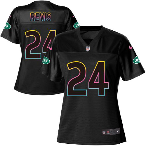 Jets #24 Darrelle Revis Black Women's Fashion Game Jersey