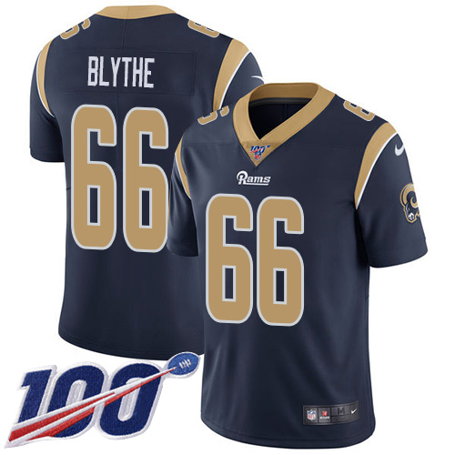 Los Angeles Rams #66 Austin Blythe Navy Blue Team Color Youth Stitched 100th Season Vapor Untouchable Limited Jersey Youth