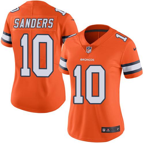 Denver Broncos #10 Emmanuel Sanders Orange Women's Stitched Limited Rush Jersey Womens