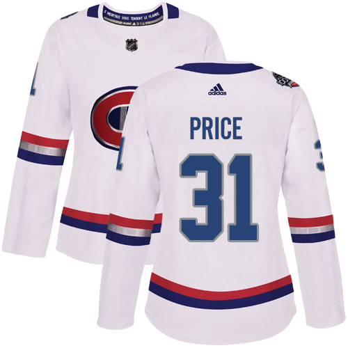 Adidas Montreal Canadiens #31 Carey Price White Authentic 2017 100 Classic Women's Stitched Jersey Womens