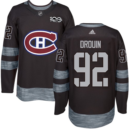 Adidas Montreal Canadiens #92 Jonathan Drouin Black 1917-2017 100th Anniversary Stitched Jersey Men's