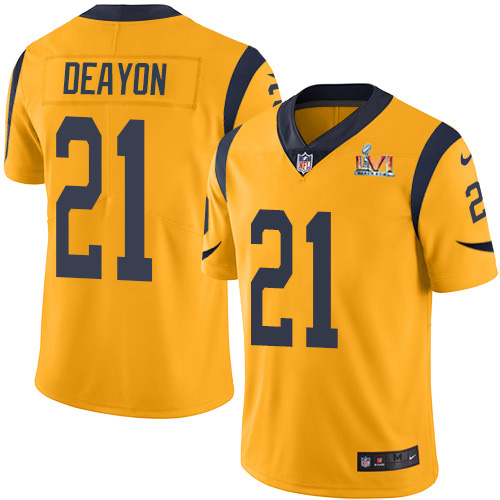 Los Angeles Rams #21 Donte Deayon Gold Super Bowl LVI Patch Men's Stitched Limited Rush Jersey Men's