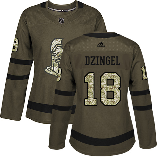 Adidas Ottawa Senators #18 Ryan Dzingel Green Salute to Service Women's Stitched Jersey Womens