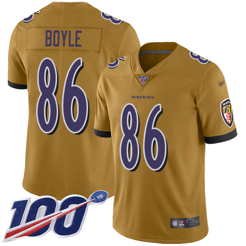Baltimore Ravens #86 Nick Boyle Gold Youth Stitched Limited Inverted Legend 100th Season Jersey Youth