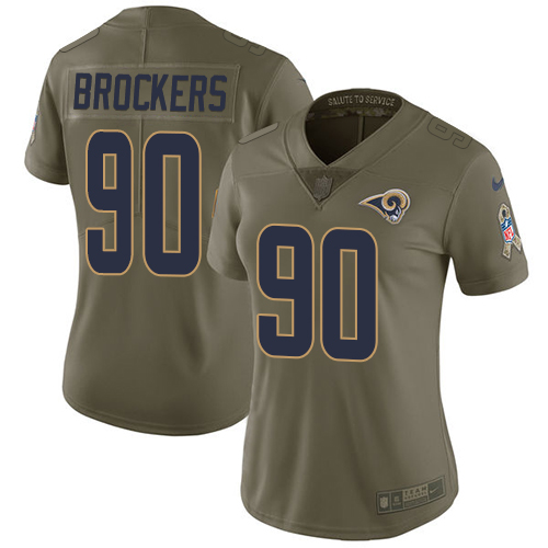 Los Angeles Rams #90 Michael Brockers Olive Women's Stitched Limited 2017 Salute to Service Jersey Womens