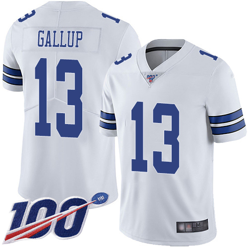 Cowboys #13 Michael Gallup White Men's Stitched 100th Season Vapor Limited Jersey