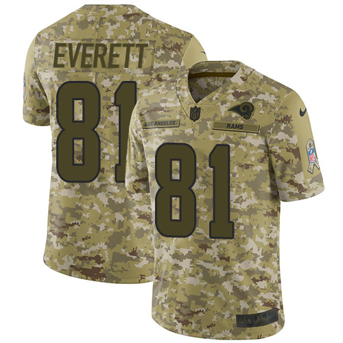 Los Angeles Rams #81 Gerald Everett Camo Youth Stitched Limited 2018 Salute to Service Jersey Youth