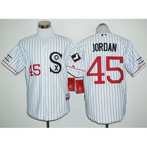 Chicago White Sox #45 Michael Jordan White(Black Strip) Cooperstown Stitched Jersey Men's