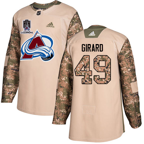 Adidas Colorado Avalanche #49 Samuel Girard Camo Authentic 2022 Stanley Cup Champions Veterans Day Stitched Jersey Men's