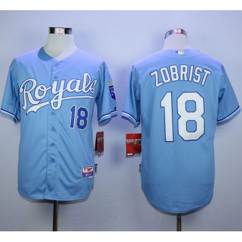 Kansas City Royals #18 Ben Zobrist Light Blue Alternate 1 Cool Base Stitched Jersey Men's