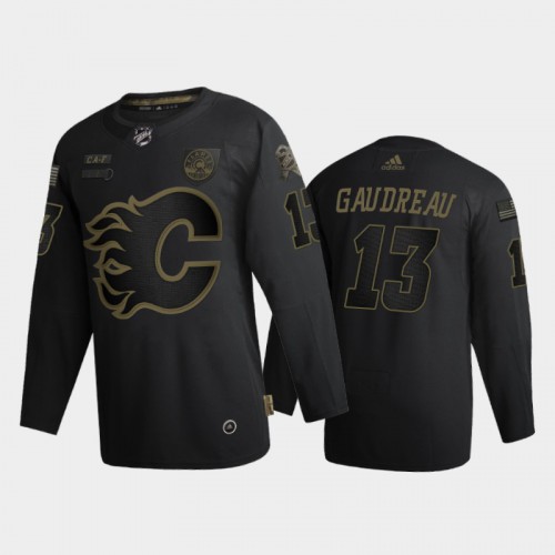 Calgary Calgary Flames #13 Johnny Gaudreau Men's Adidas 2020 Veterans Day Authentic Jersey - Black Men's
