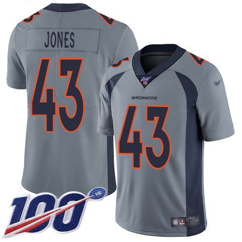 Denver Broncos #43 Joe Jones Gray Men's Stitched Limited Inverted Legend 100th Season Jersey Men's