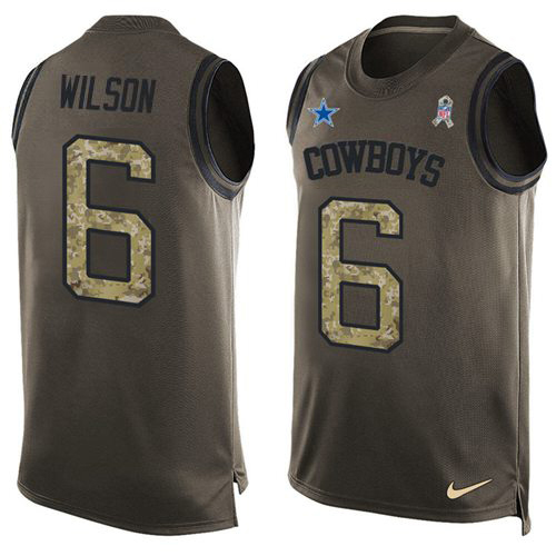 Cowboys #6 Donovan Wilson Green Men's Stitched Limited Salute To Service Tank Top Jersey